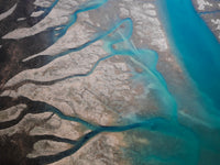 Aerial photo of Blue Thistle tidal flats, Dum In Mirrie, NT. Turquoise water channels on framed canvas print.