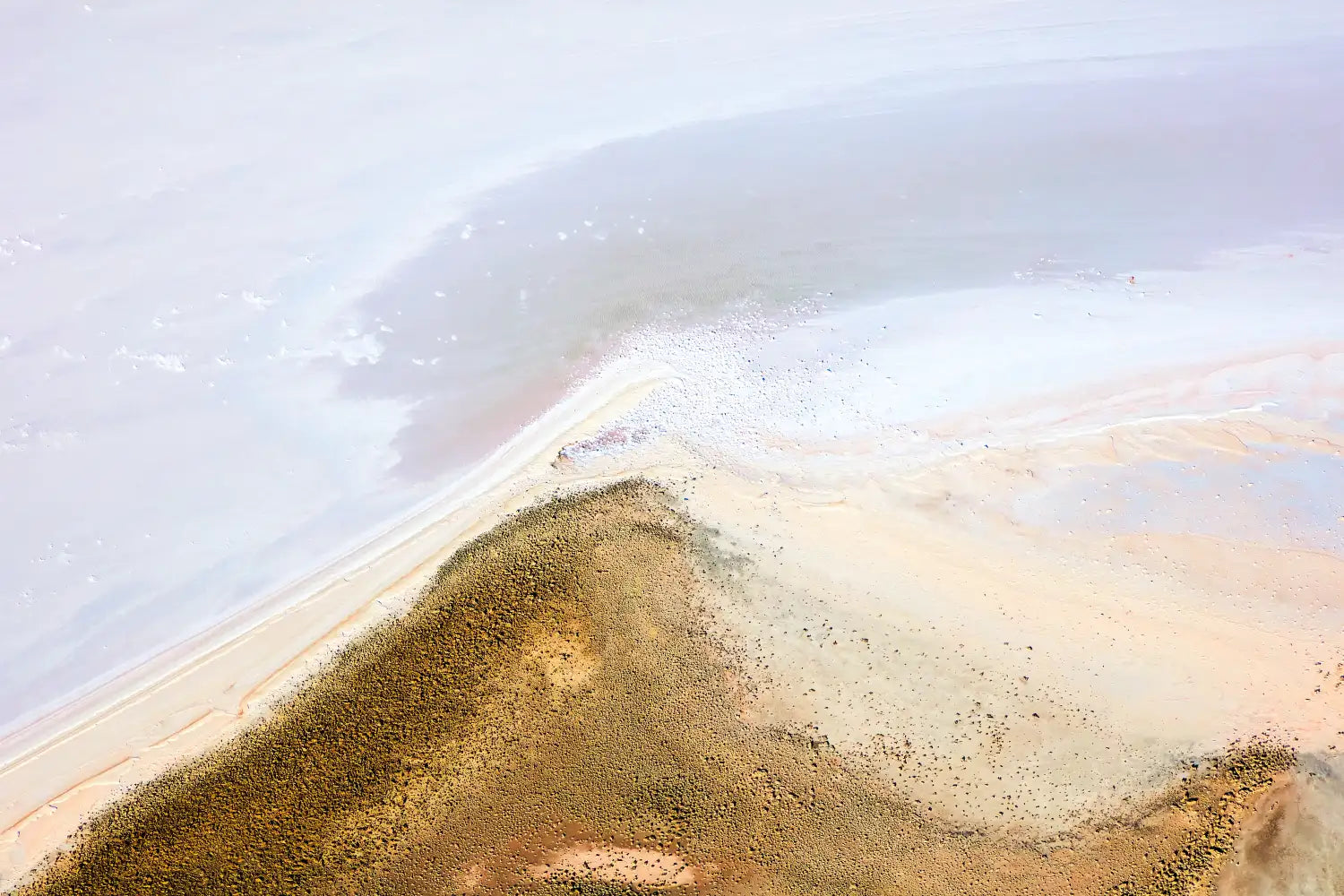 Aerial abstract art, Cascade. Kati Thanda-Lake Eyre, SA. Pastel salt trails on framed canvas print.