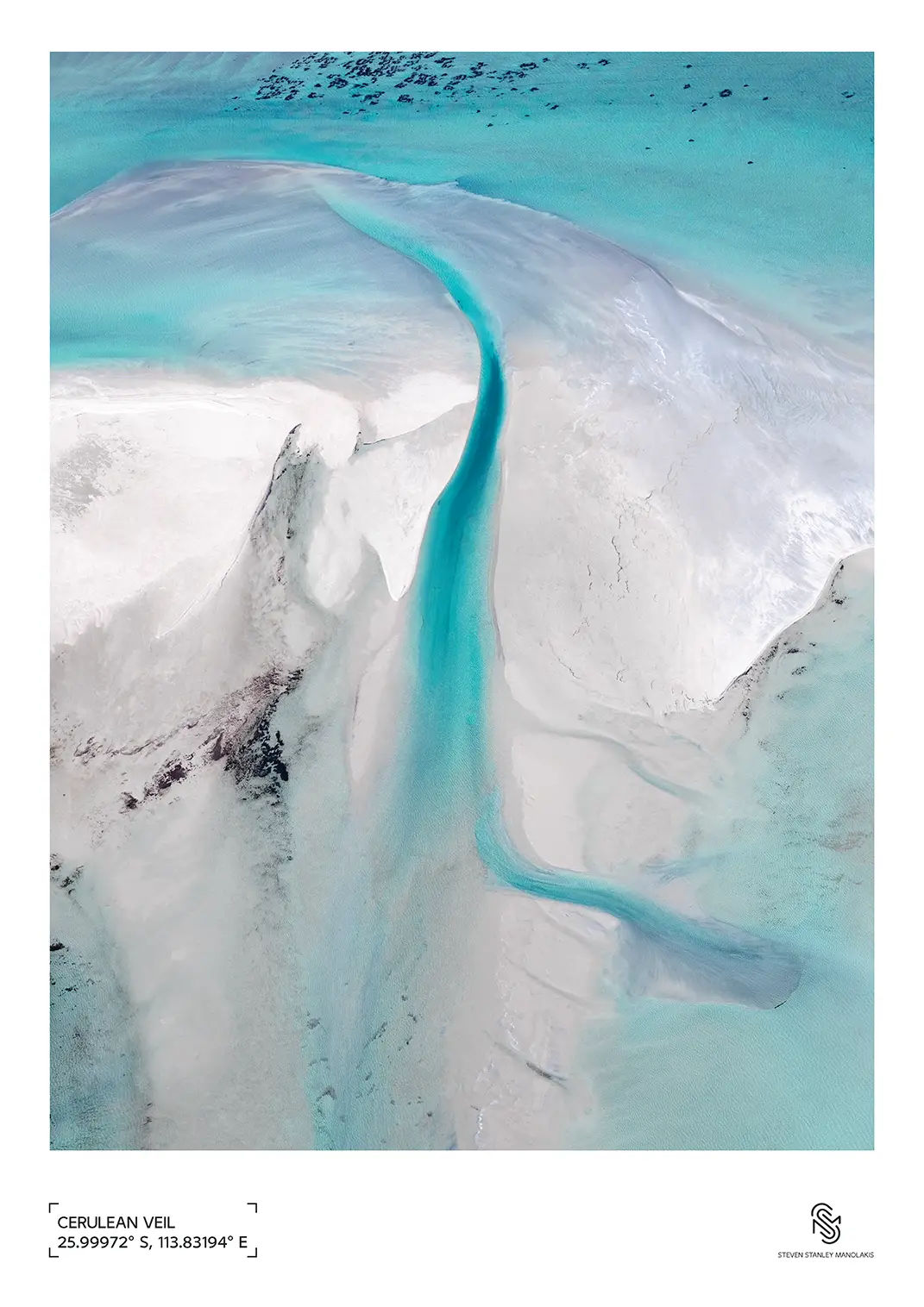 Poster of Cerulean Veil, featuring a tranquil tidal stream in Shark Bay